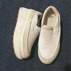 UGG MARIN CANVAS PLATFORM WHITE SLIP ON SNEAKER SHOES